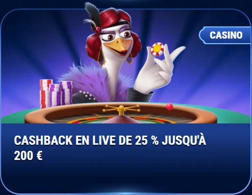 cashback en live de 25% jusqua 200-FR